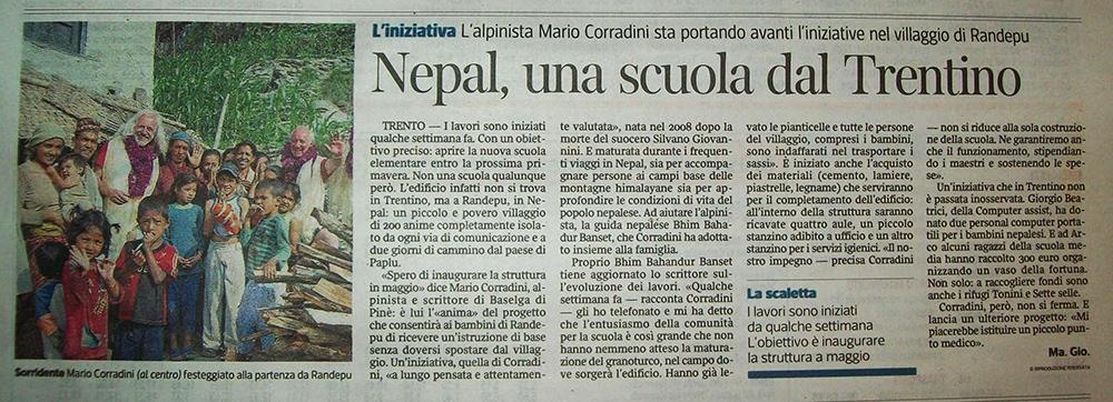 Nepal, una scuola dal Trentino