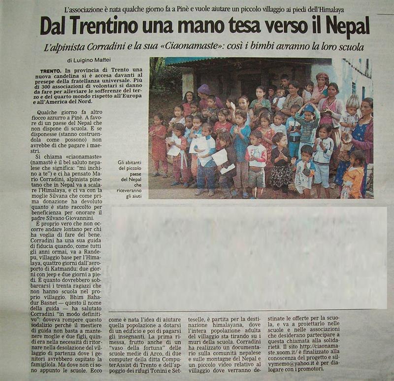 Dal Trentino una mano tesa verso il Nepal