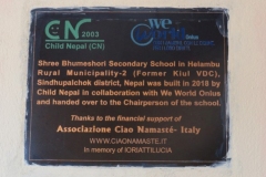 Donor-Plate-Bhumeshori-School-Sindhupalchock-Kuel-CiaoNamaste-Nepal